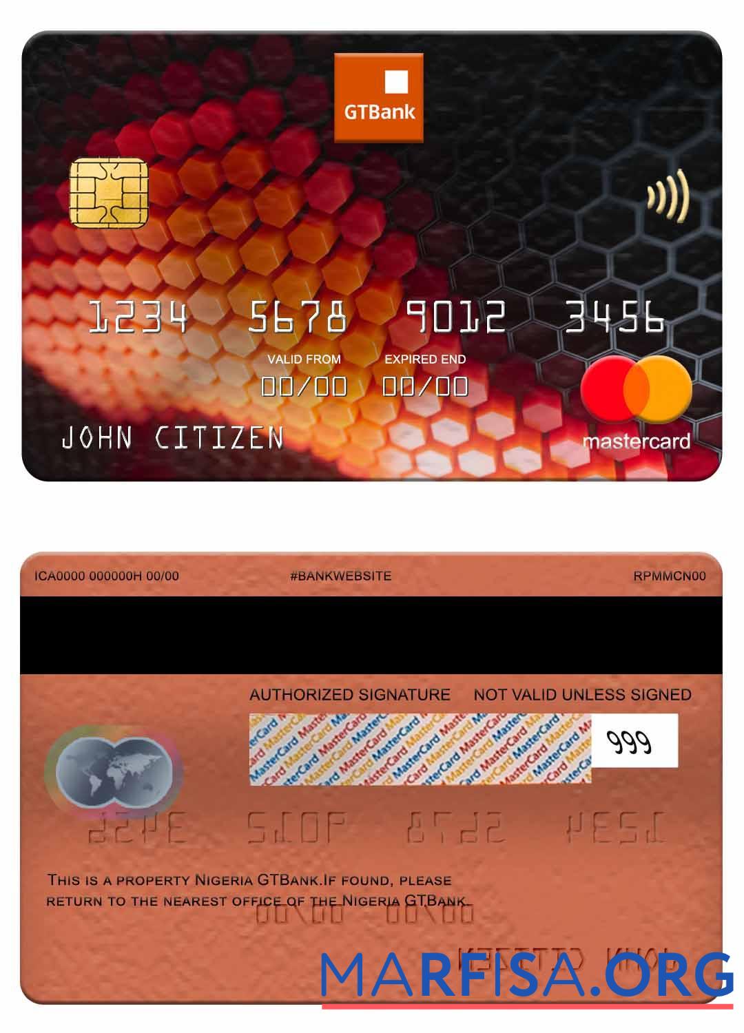 Нигерия GTBank mastercard макет