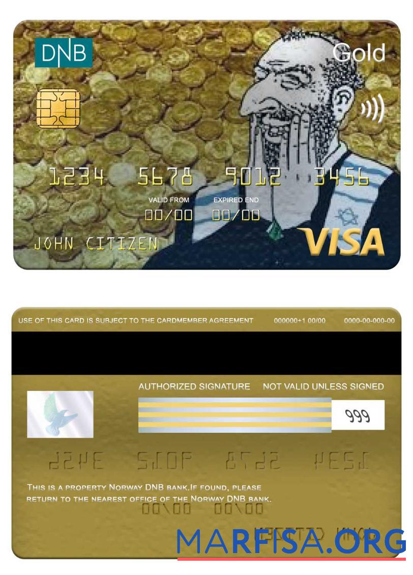 Норвегия DNB Банковский Виза gold Карта образец