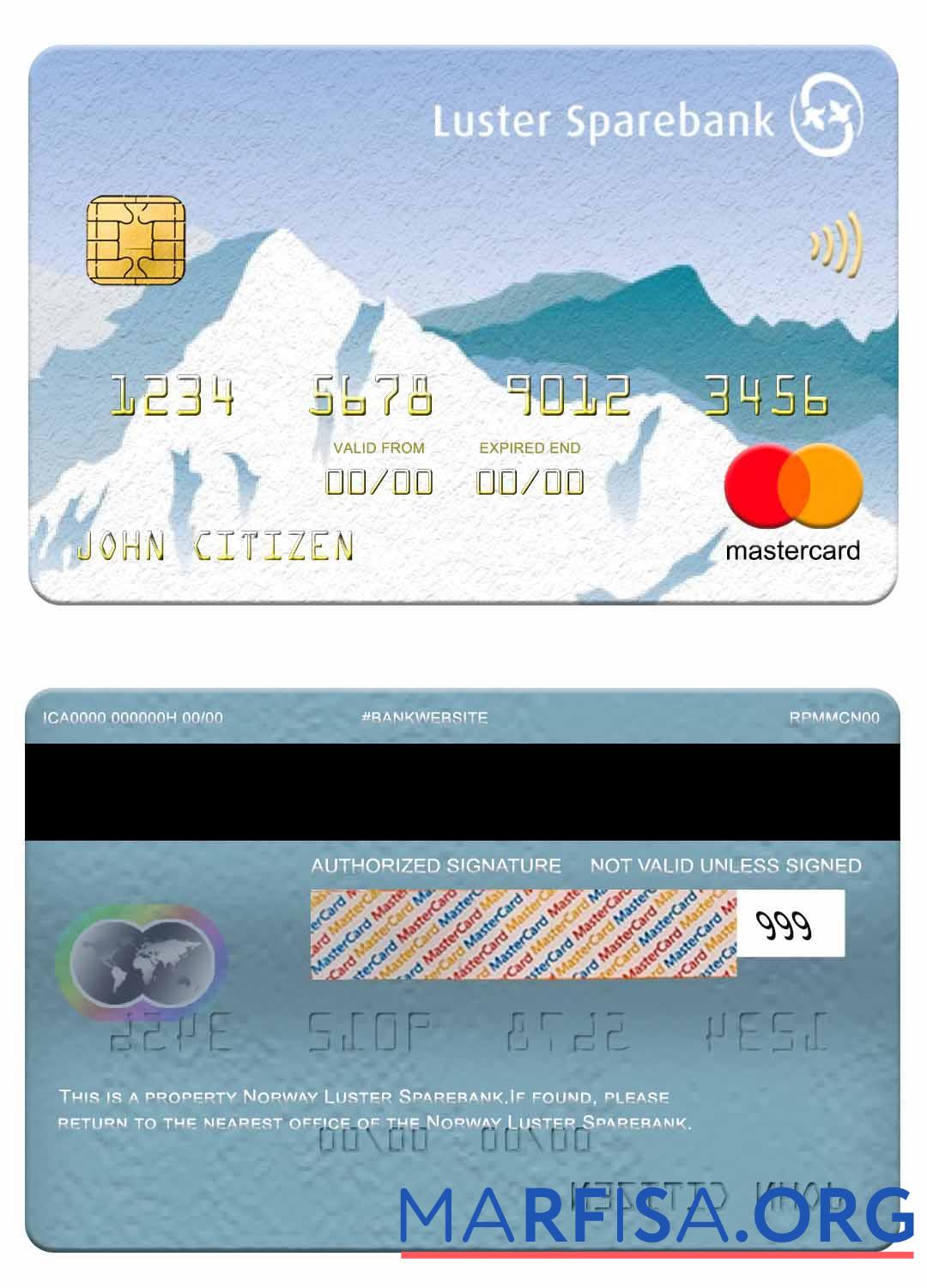 Норвегия Luster Sparebank mastercard дизайн