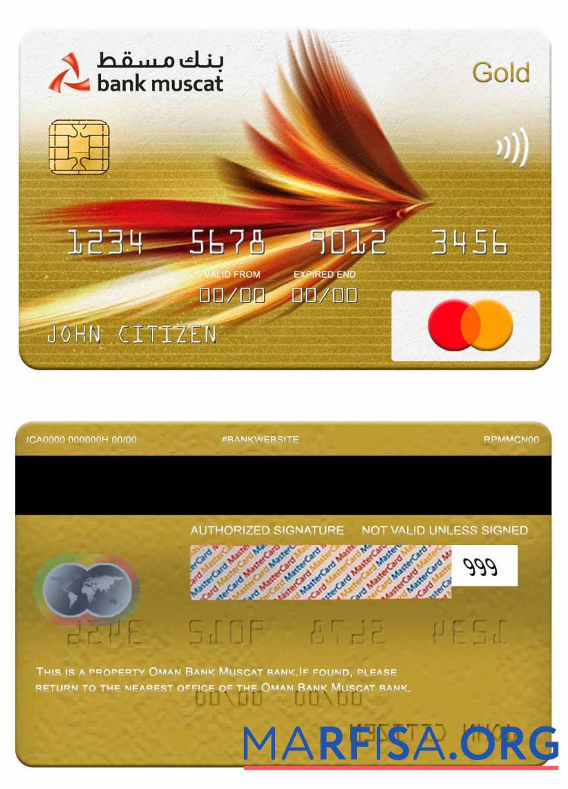 Оман Банковский Muscat Банковский mastercard gold образец