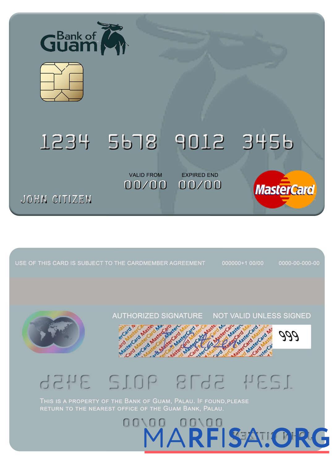Палау Банковский of Guam mastercard макет