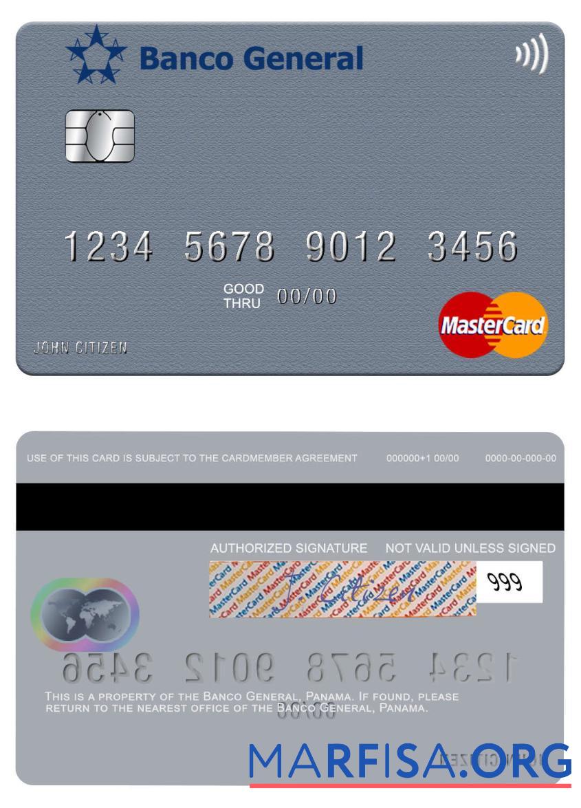 Панама Banco General mastercard дизайн