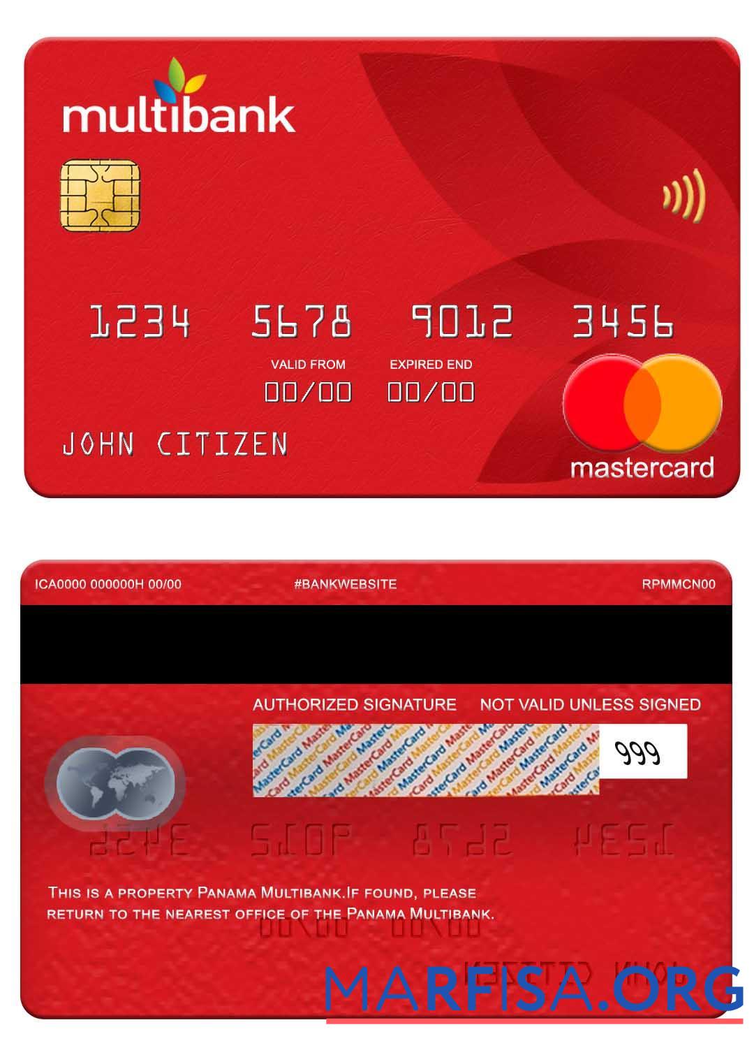 Панама Multibank mastercard макет