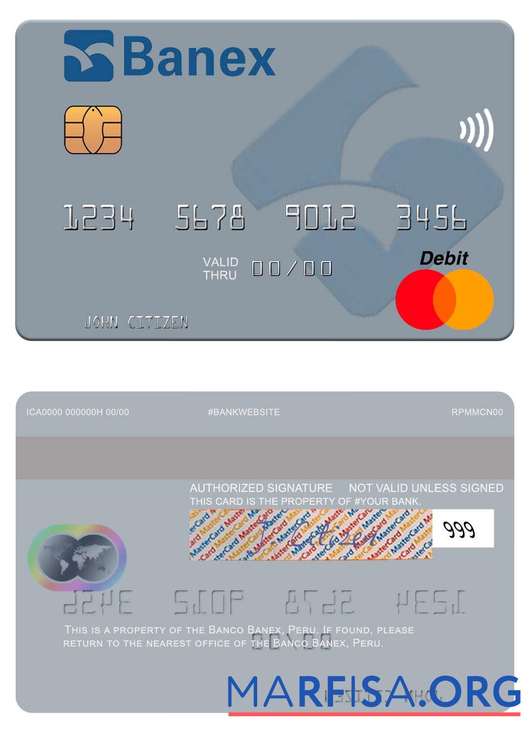 Перу Banco Banex mastercard макет