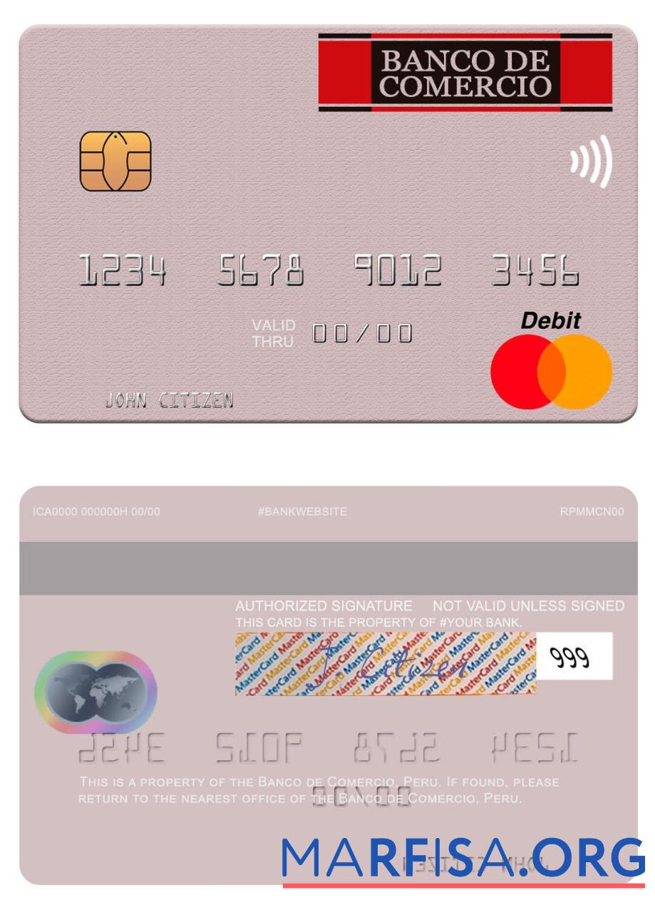 Перу Banco de Comercio mastercard образец