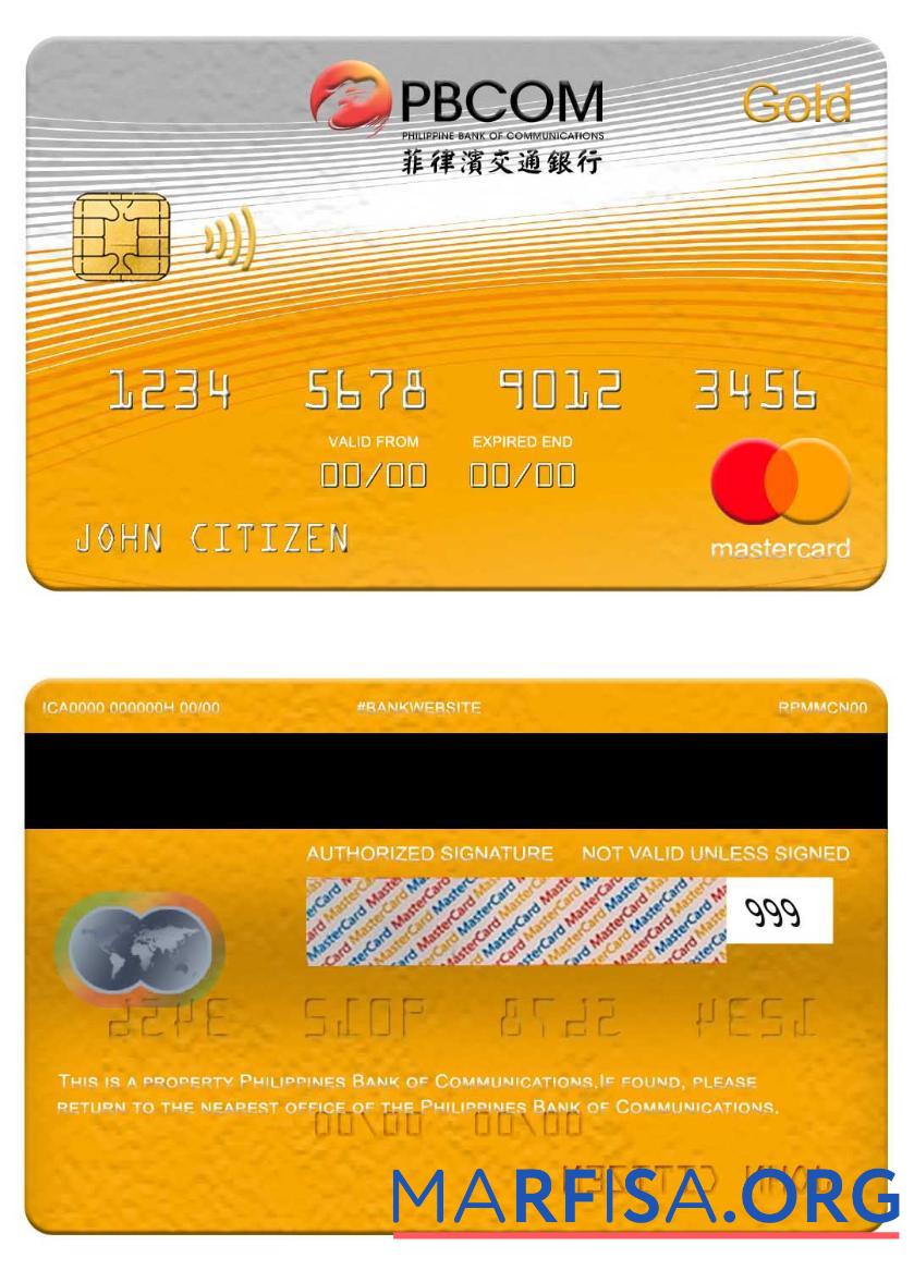 Филиппины Банковский of Communications mastercard gold образец