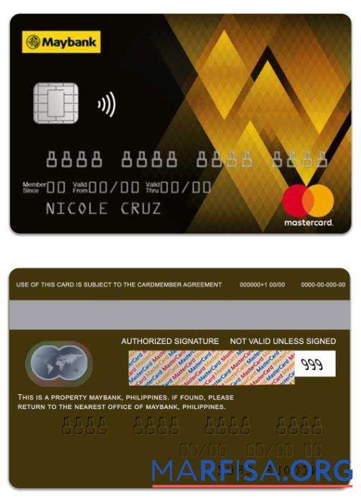 Филиппины MayBank gold mastercard шаблон