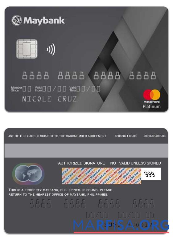 Филиппины MayBank platinum mastercard макет
