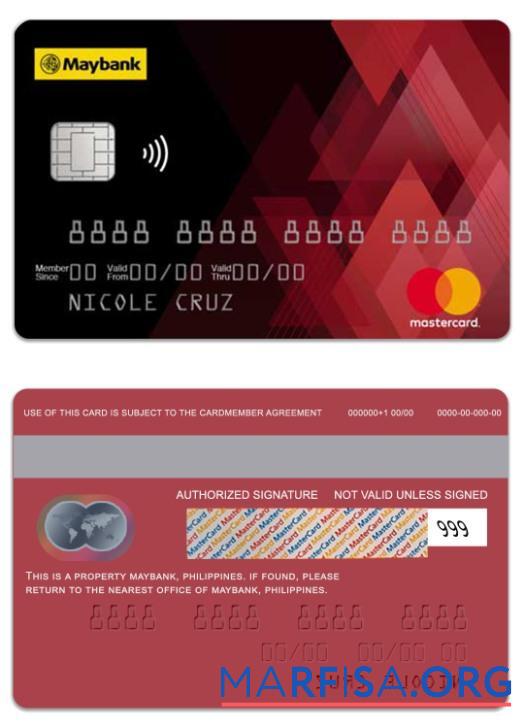 Филиппины MayBank стандартный mastercard образец