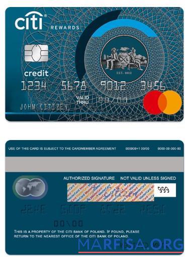 Польша CitiBank world Кредит mastercard макет