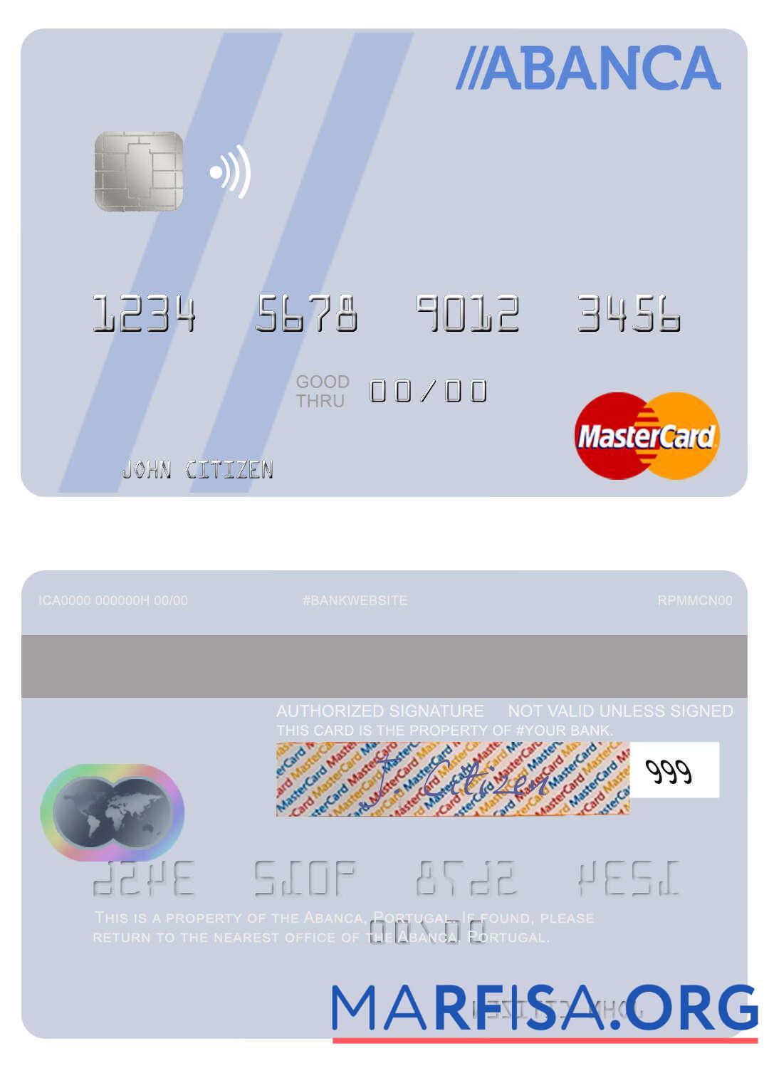 Португалия Abanca mastercard макет