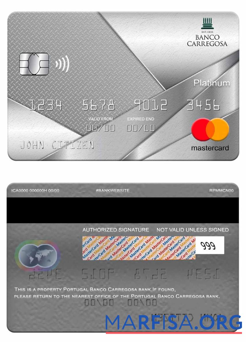 Португалия Banco Carregosa Банковский mastercard platinum образец