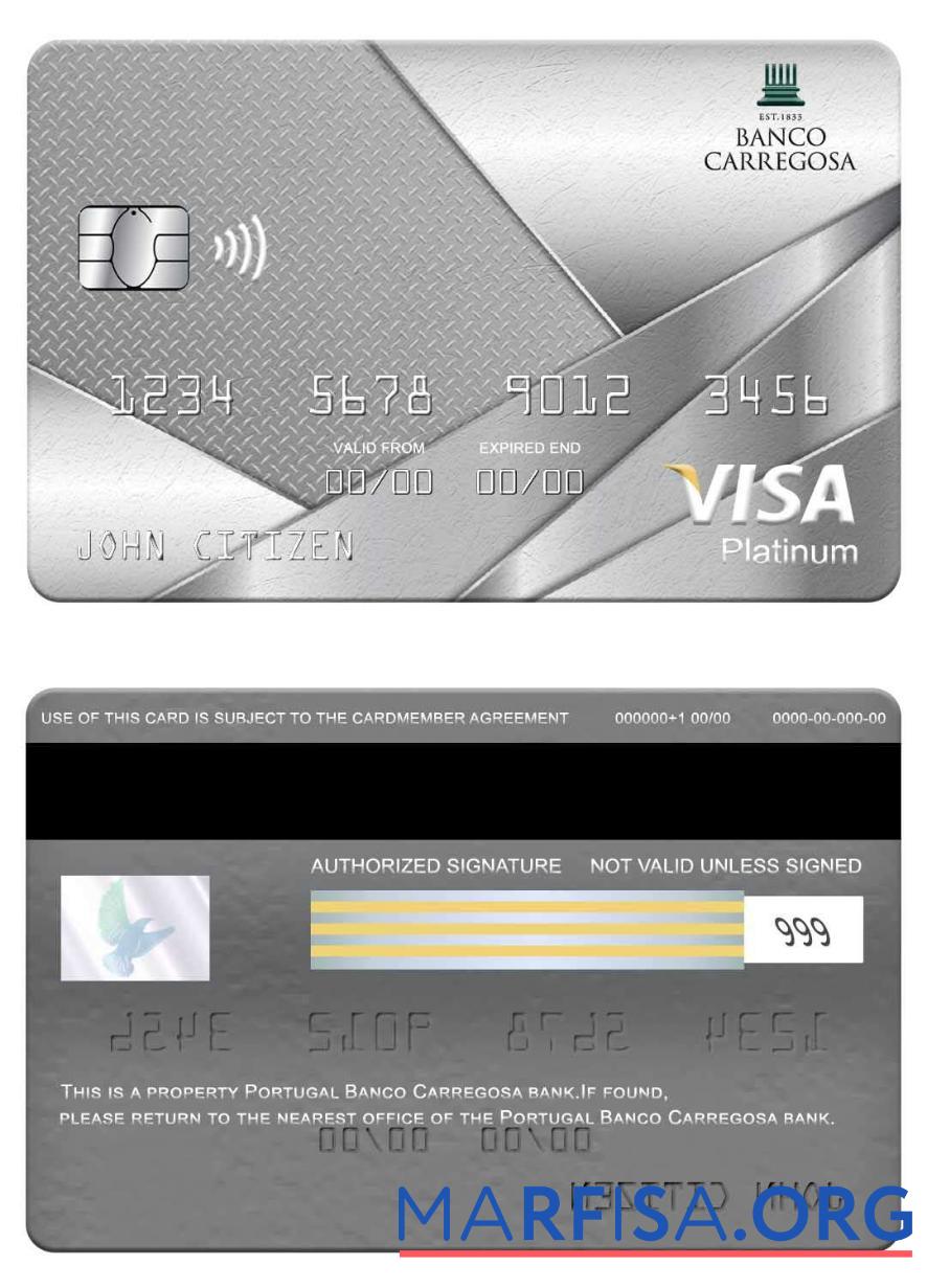 Португалия Banco Carregosa Банковский Виза platinum Карта предпросмотр