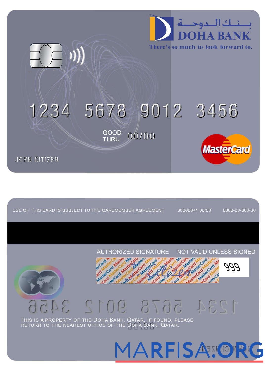 Катар Doha Банковский mastercard шаблон