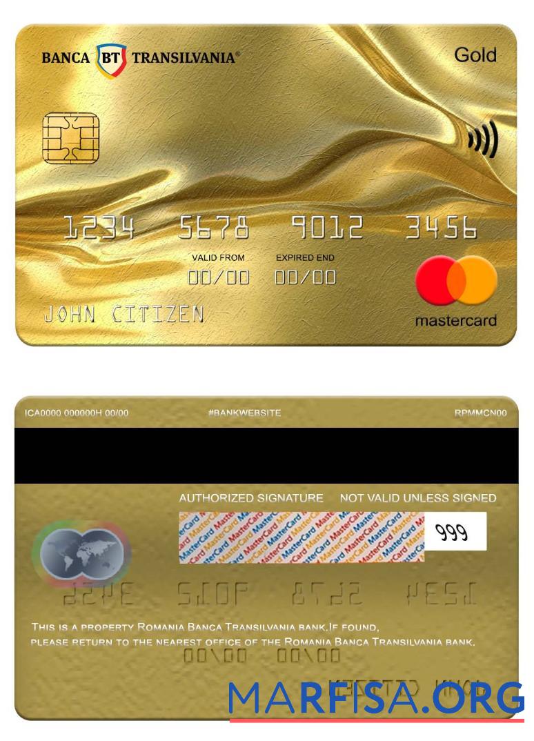 Румыния Banca Transilvania Банковский mastercard gold макет