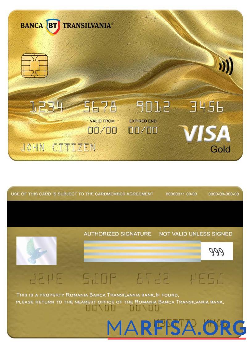 Румыния Banca Transilvania Банковский Виза gold Карта дизайн