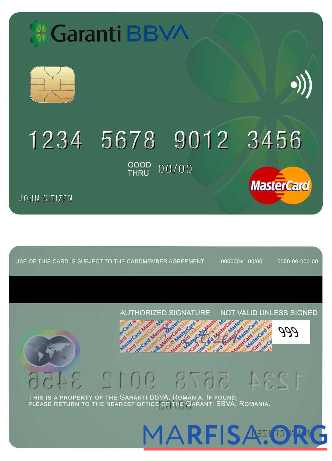 Румыния Garanti BBVA mastercard дизайн