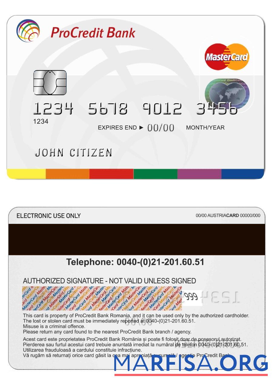 Румыния ProCredit MasterCard дизайн