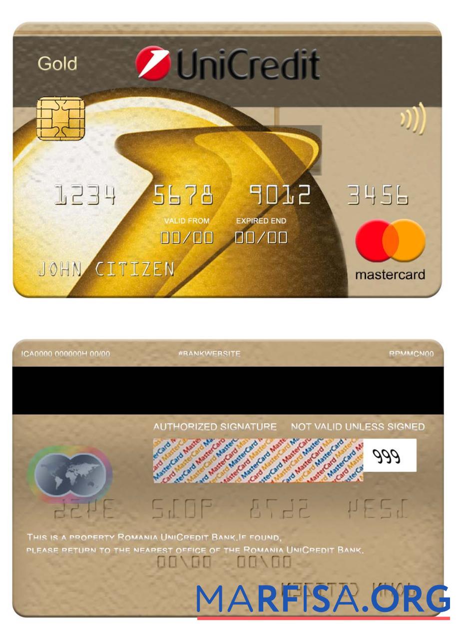 Румыния UniCredit Банковский mastercard gold предпросмотр