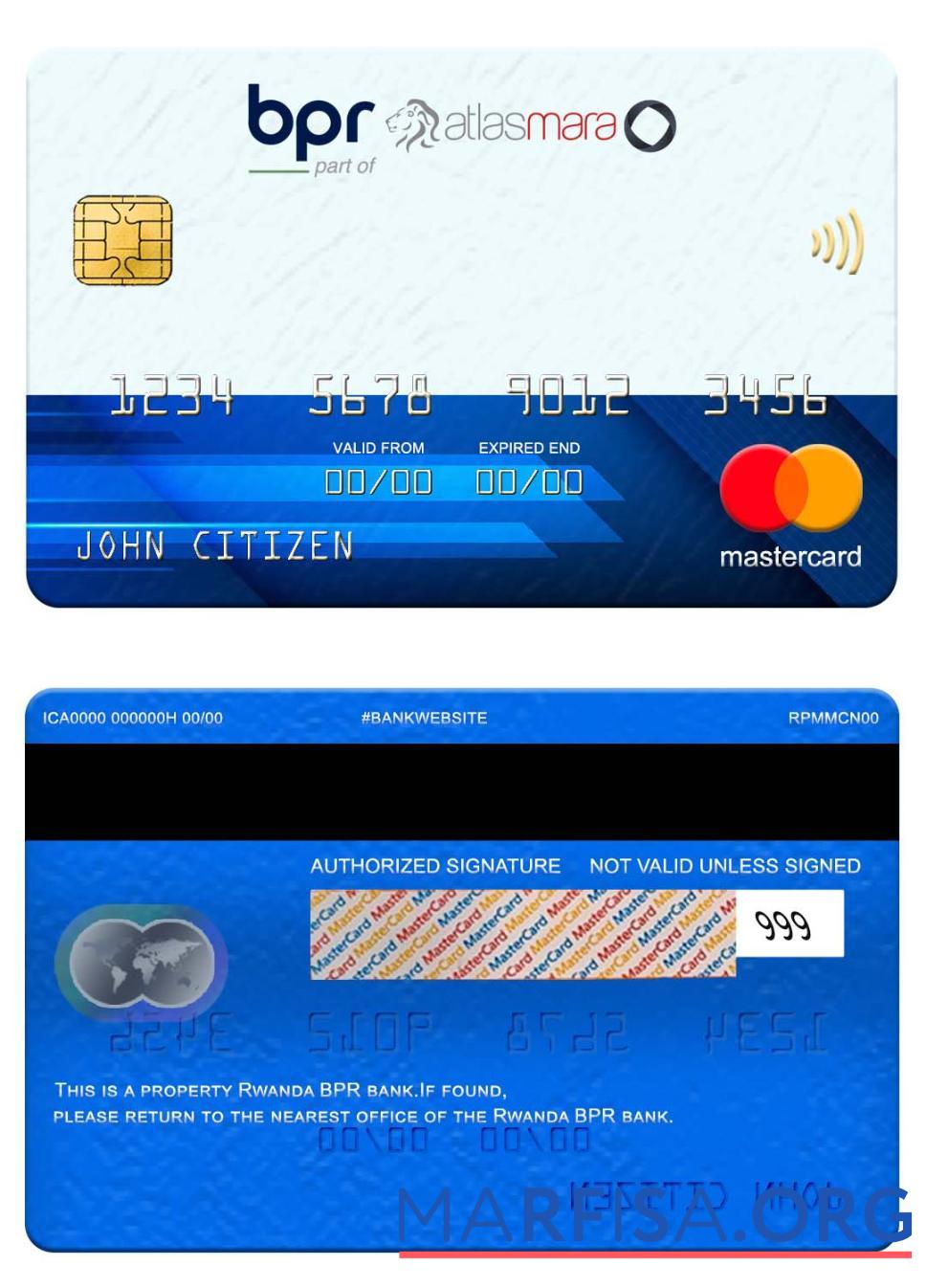 Руанда BPR Банковский mastercard дизайн