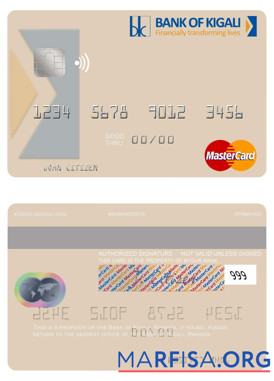 Руанда Банковский of Kigali mastercard дизайн