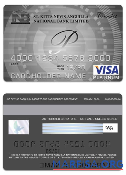 Saint Kitts and Nevis национальный Банковский Limited Виза platinum Карта дизайн
