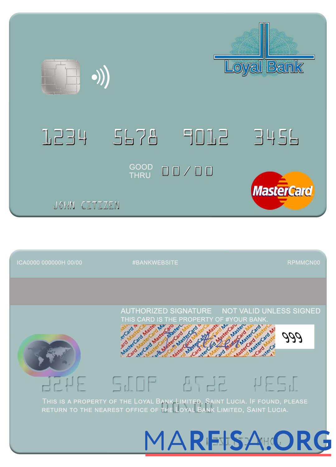 Saint Lucia Loyal Банковский Limited mastercard шаблон