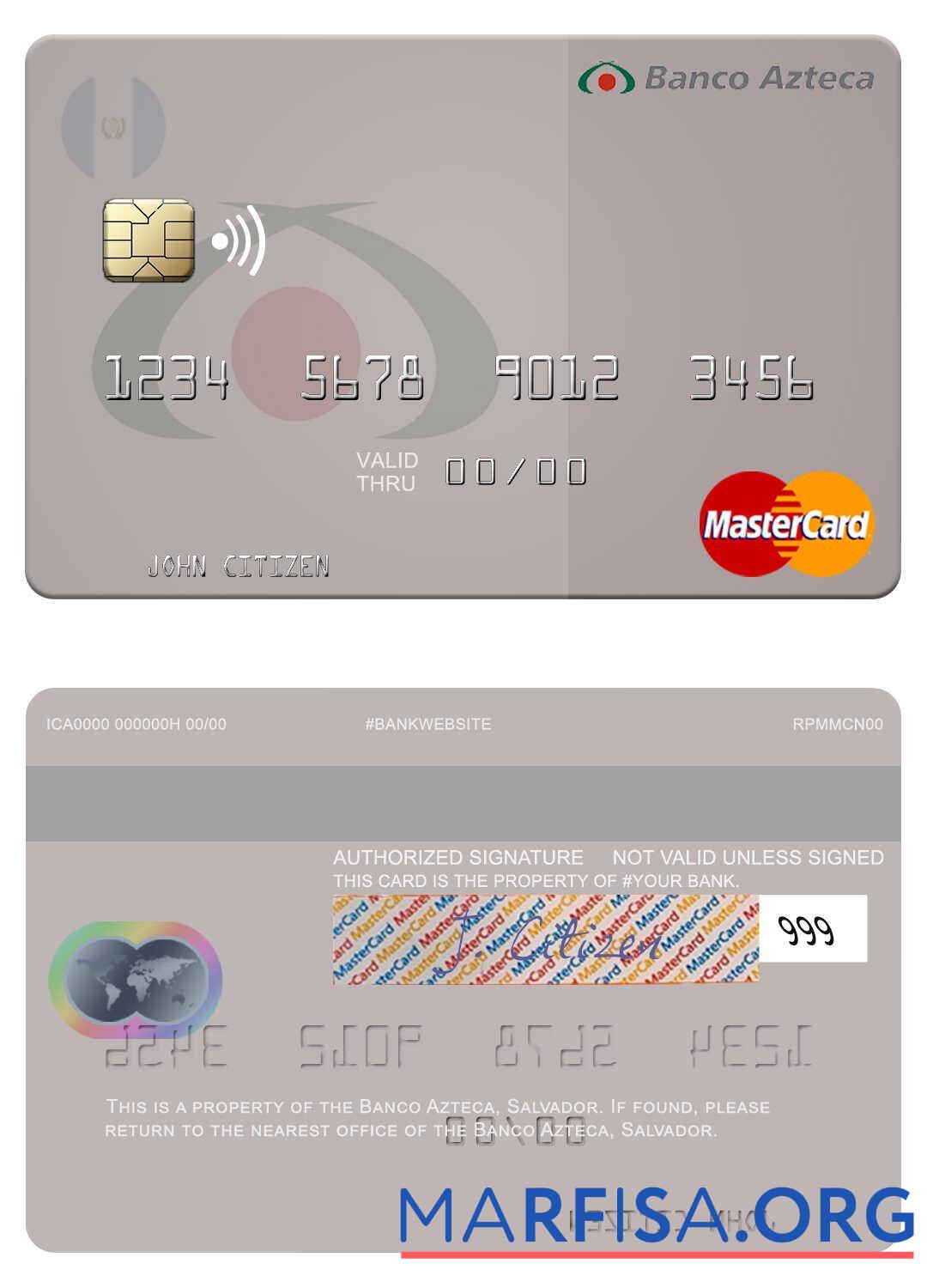 Salvador Banco Azteca mastercard макет