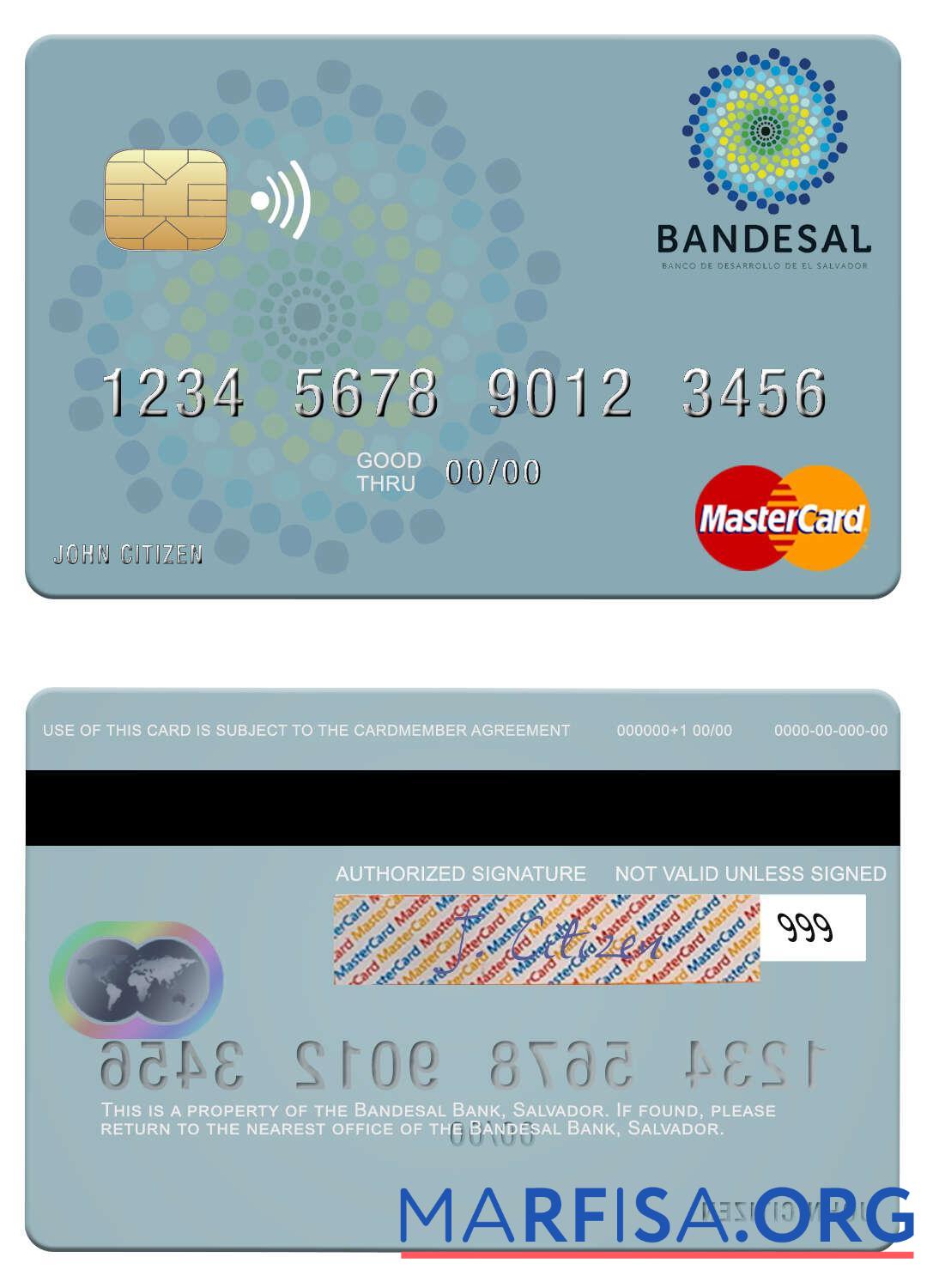 Salvador Bandesal Банковский mastercard шаблон