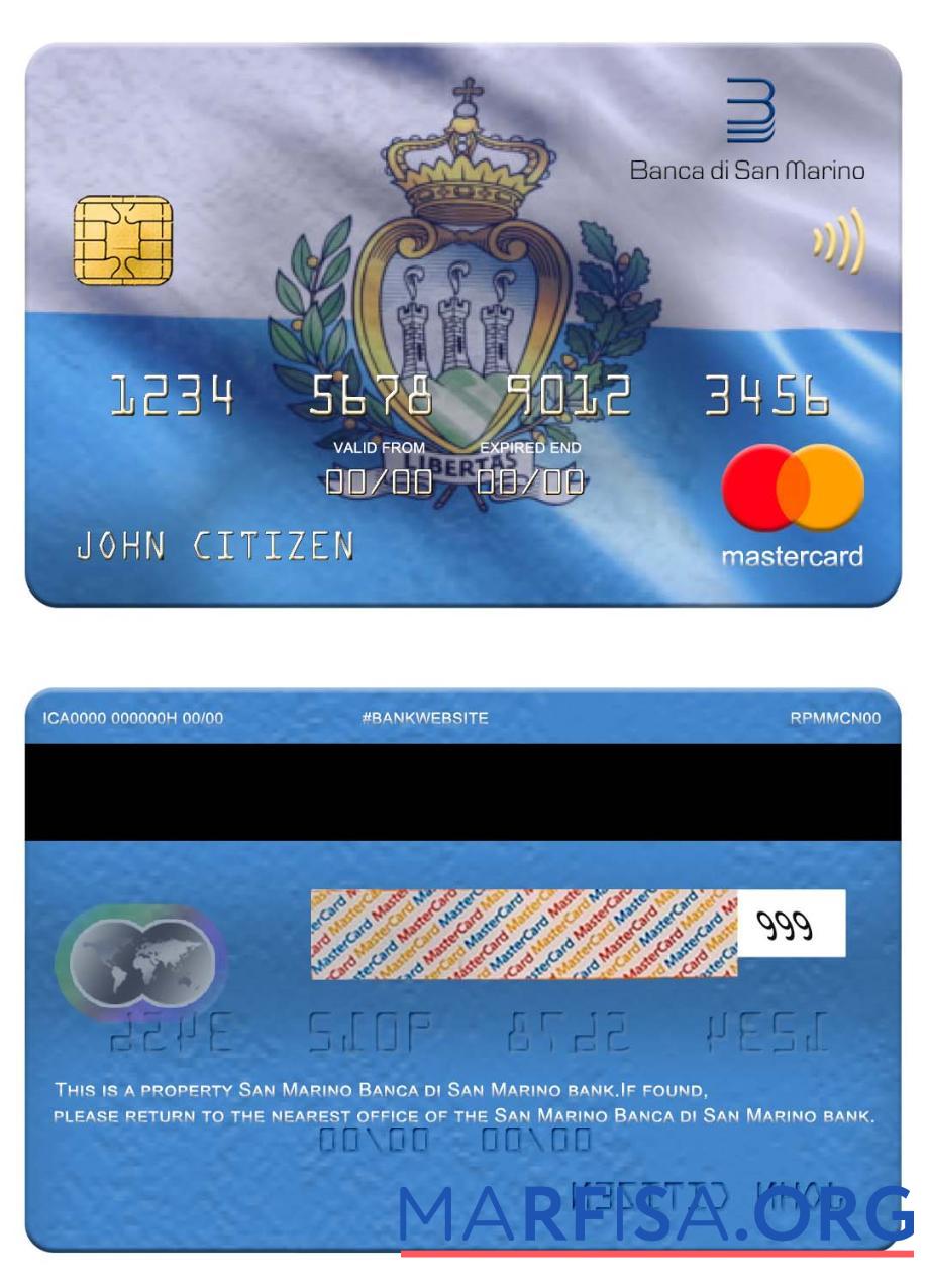 Сан-Марино Banca di Сан-Марино Банковский mastercard дизайн