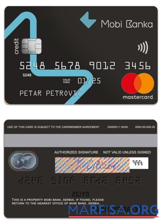 Сербия Mobi Банковский mastercard дизайн