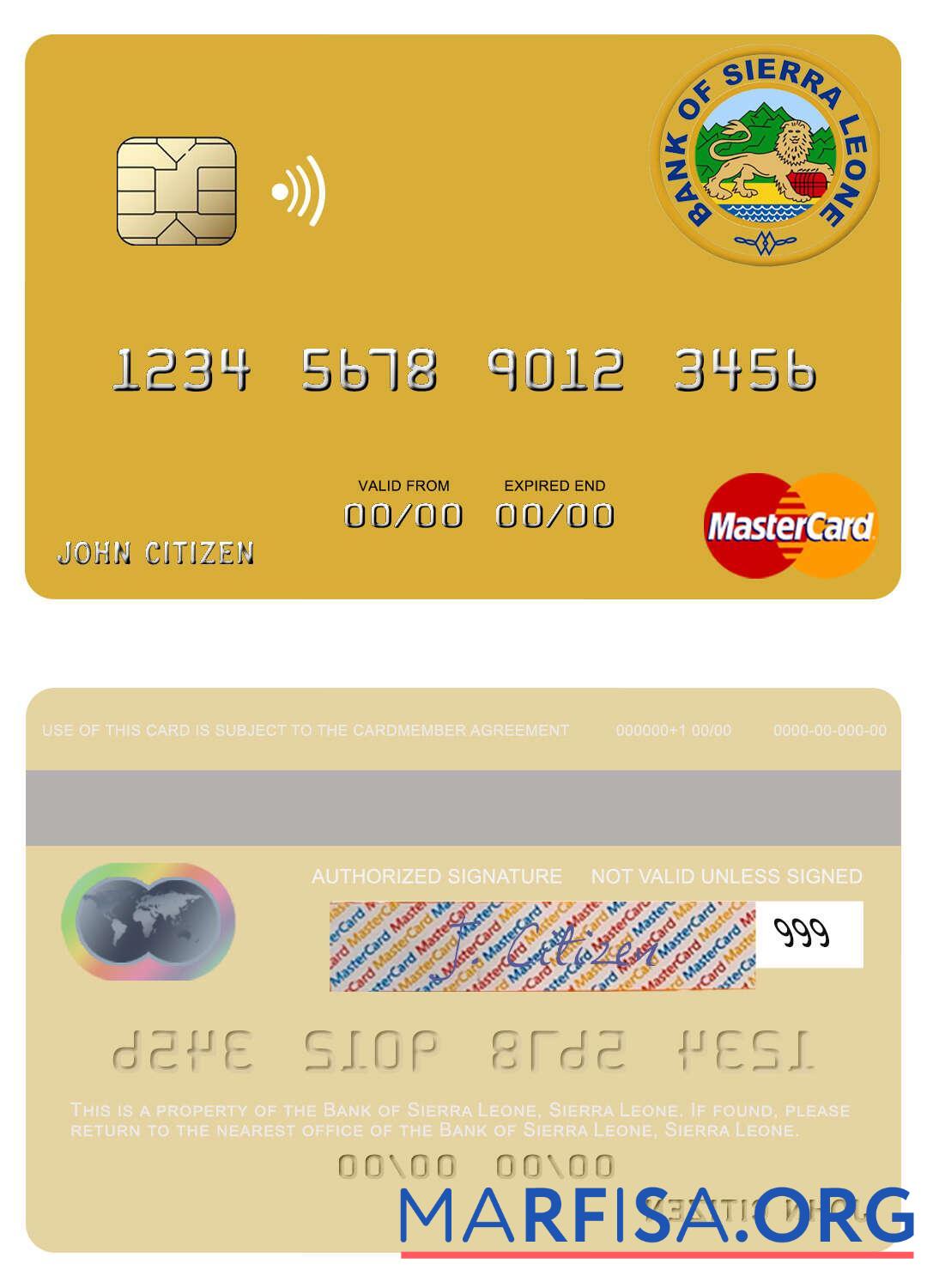 Сьерра-Леоне Банковский of Сьерра-Леоне mastercard предпросмотр