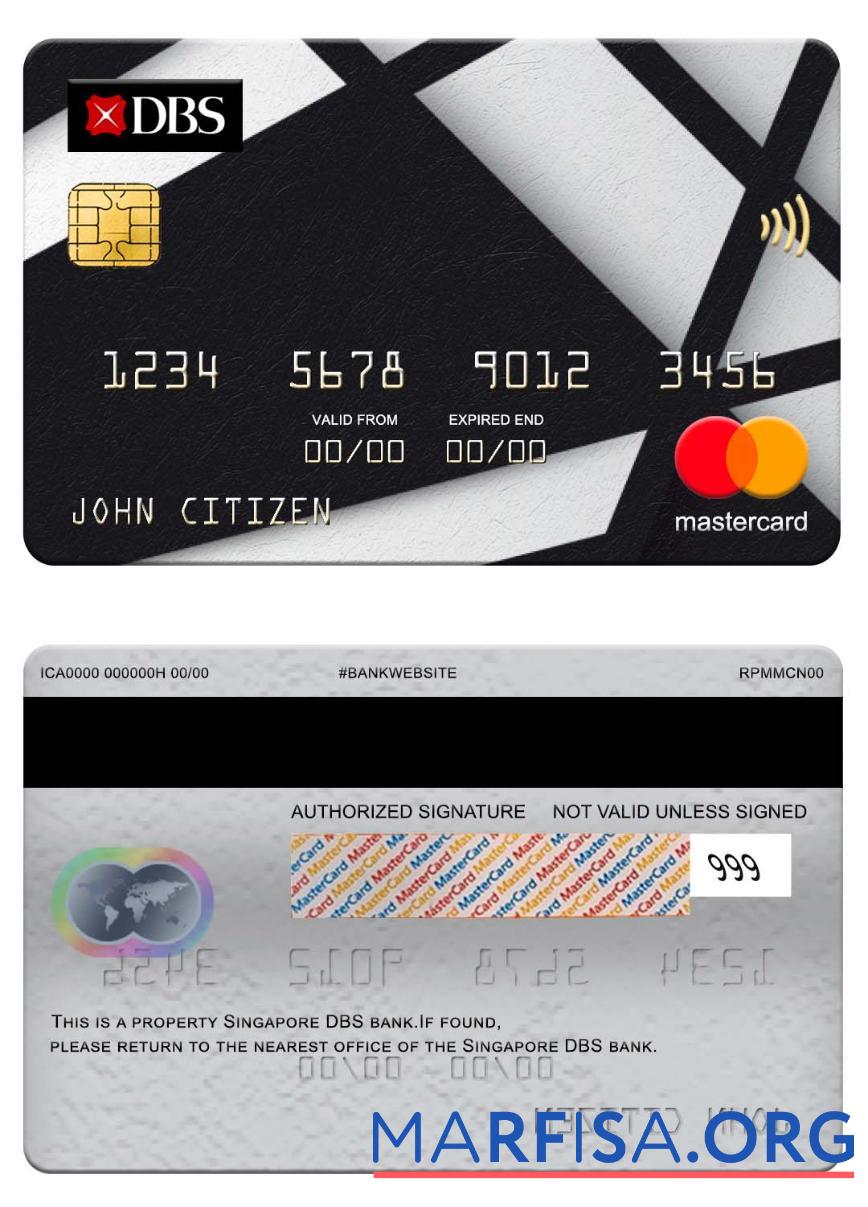 Сингапур DBS Банковский mastercard дизайн