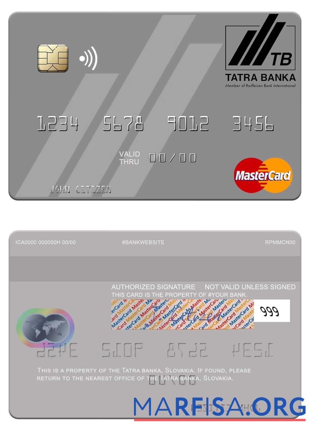 Словакия Tatra Banka mastercard предпросмотр