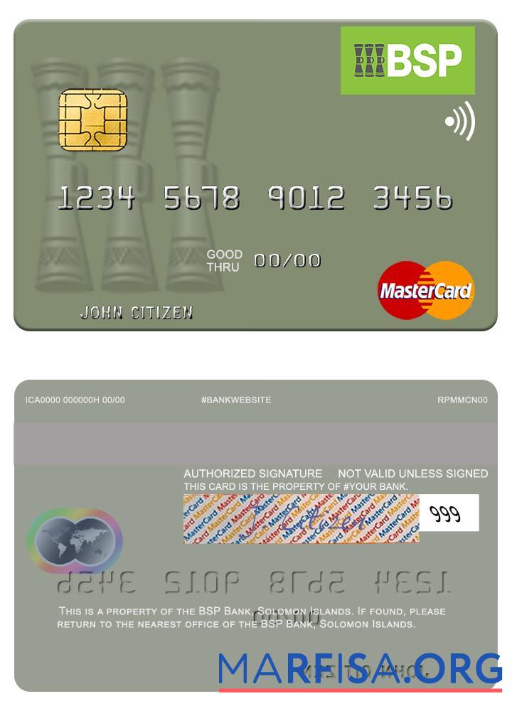 Соломоновы Острова BSP Банковский mastercard шаблон