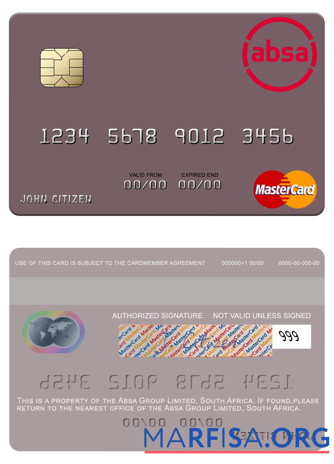 Южная Африка Absa Group Limited mastercard макет