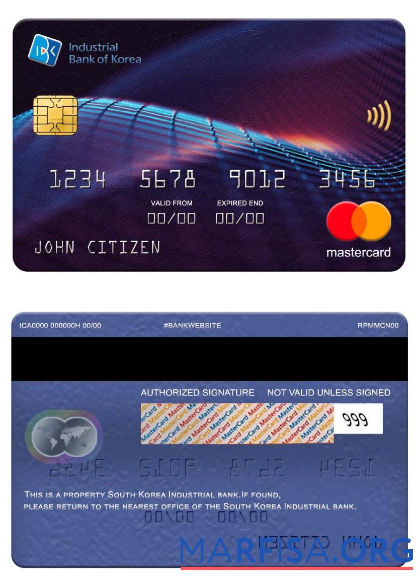 Южная Корея Industrial Банковский mastercard шаблон