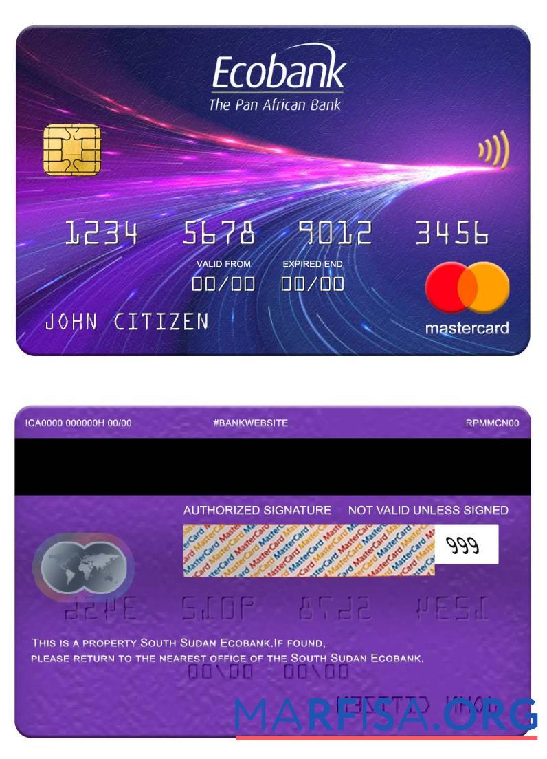 Южный Судан Ecobank mastercard шаблон