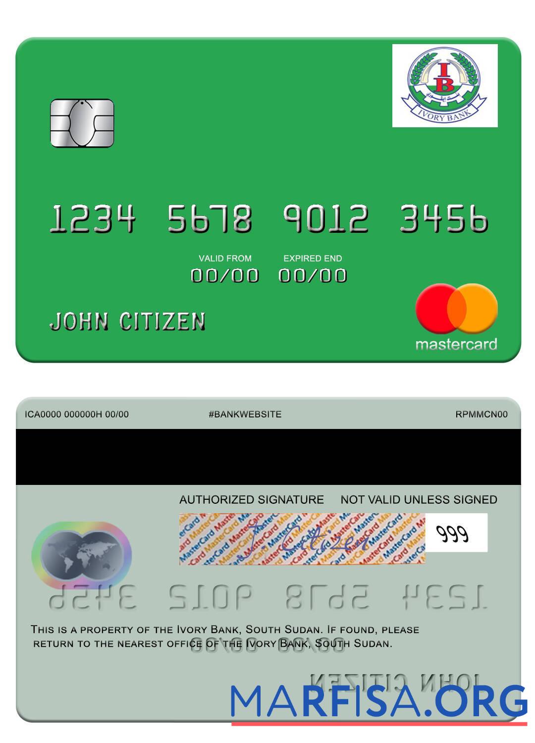 Южный Судан Ivory Банковский mastercard шаблон