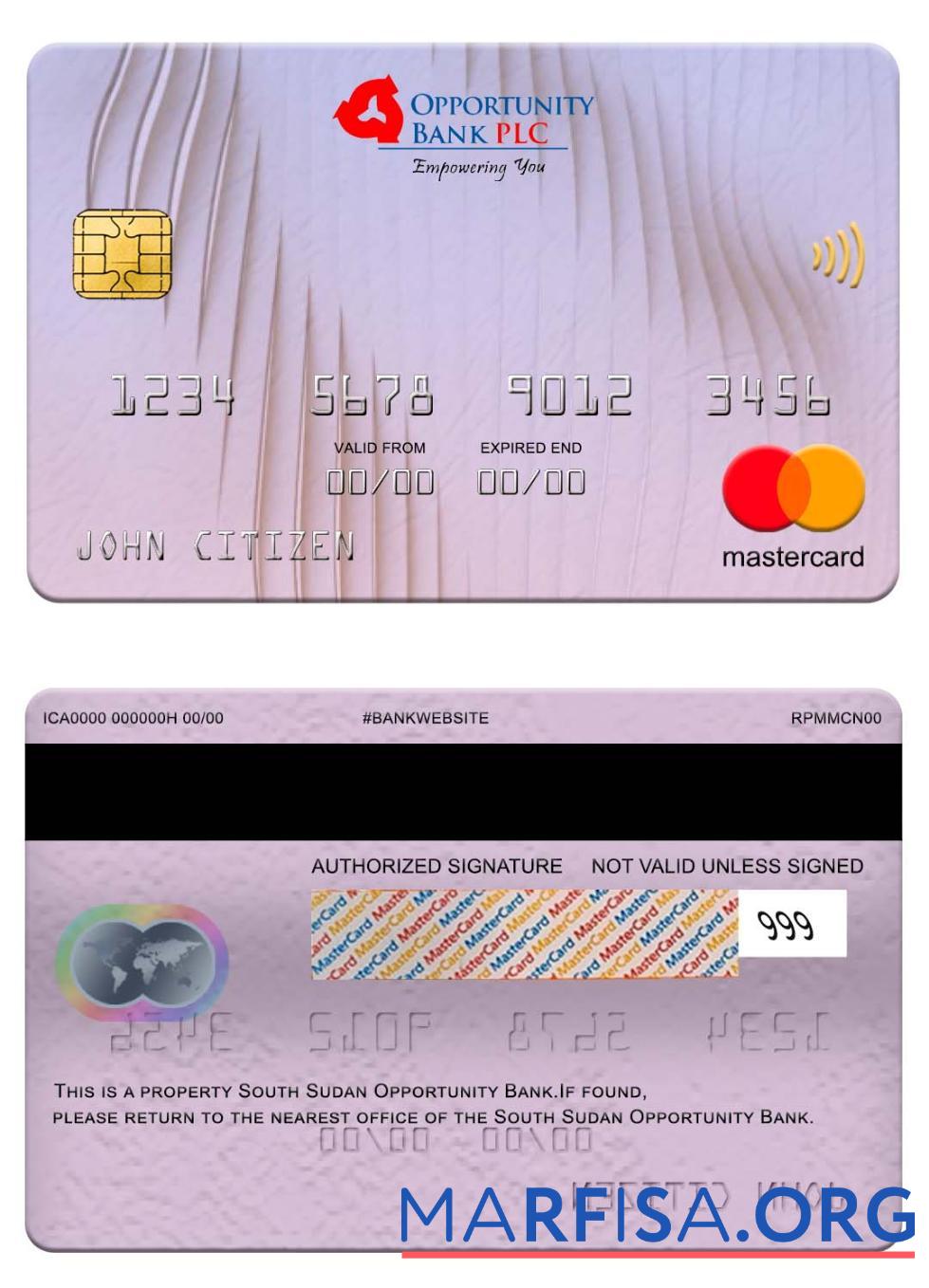 Южный Судан Opportunity Банковский mastercard дизайн