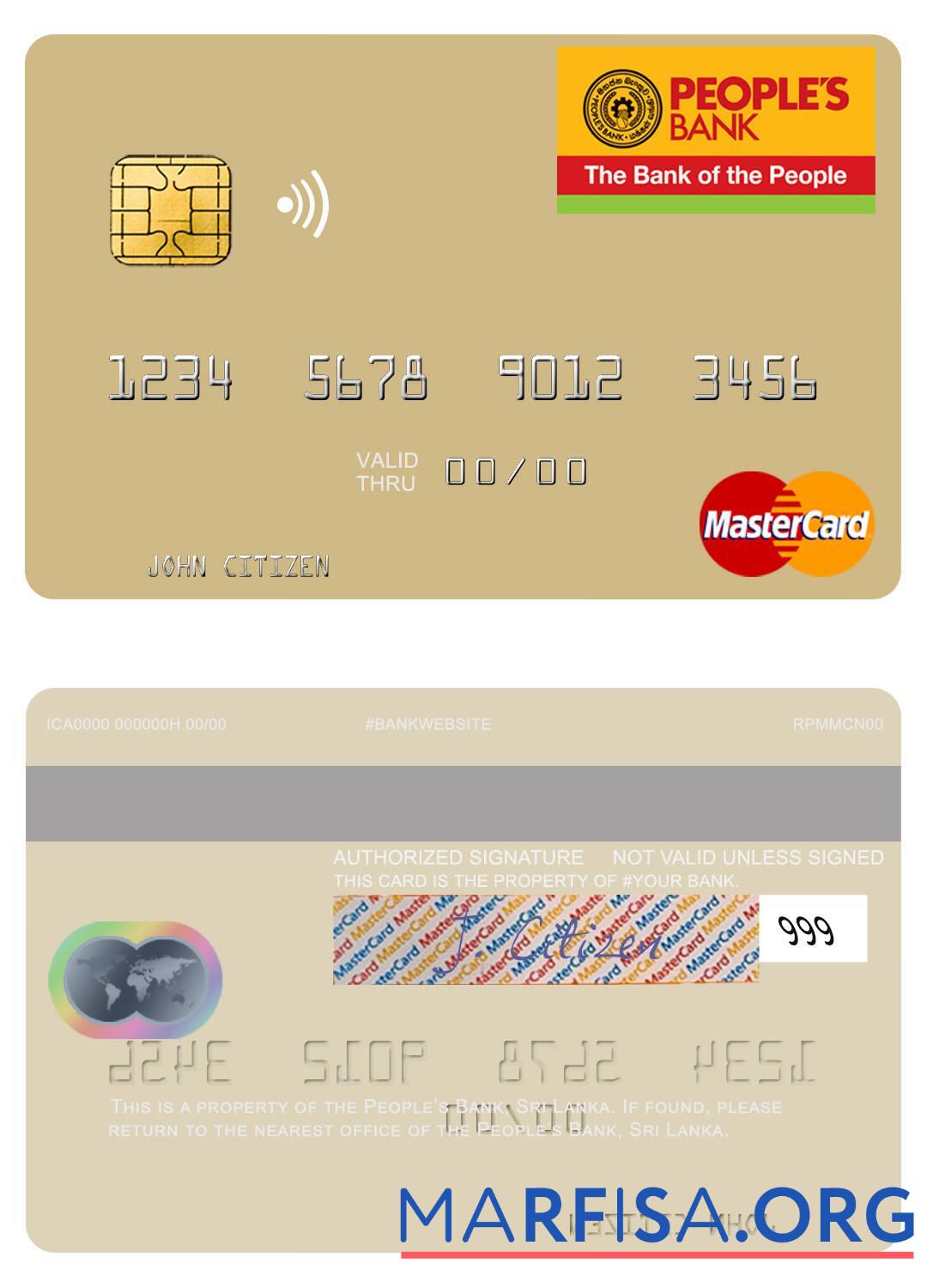 Шри-Ланка PeopleΓÇÖs Банковский mastercard предпросмотр