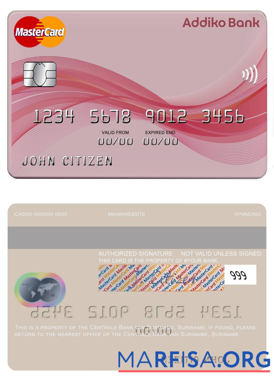 Суринам Centrale Банковский van Суринам mastercard дизайн