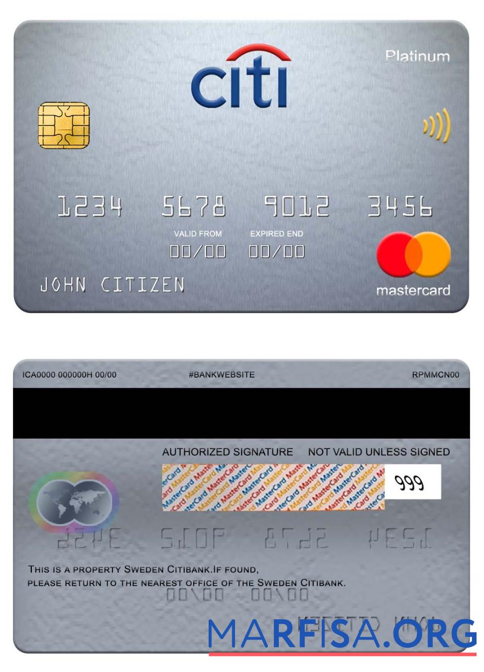Швеция Citibank mastercard platinum предпросмотр