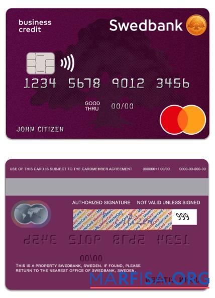 Швеция SwedBank Кредит mastercard предпросмотр