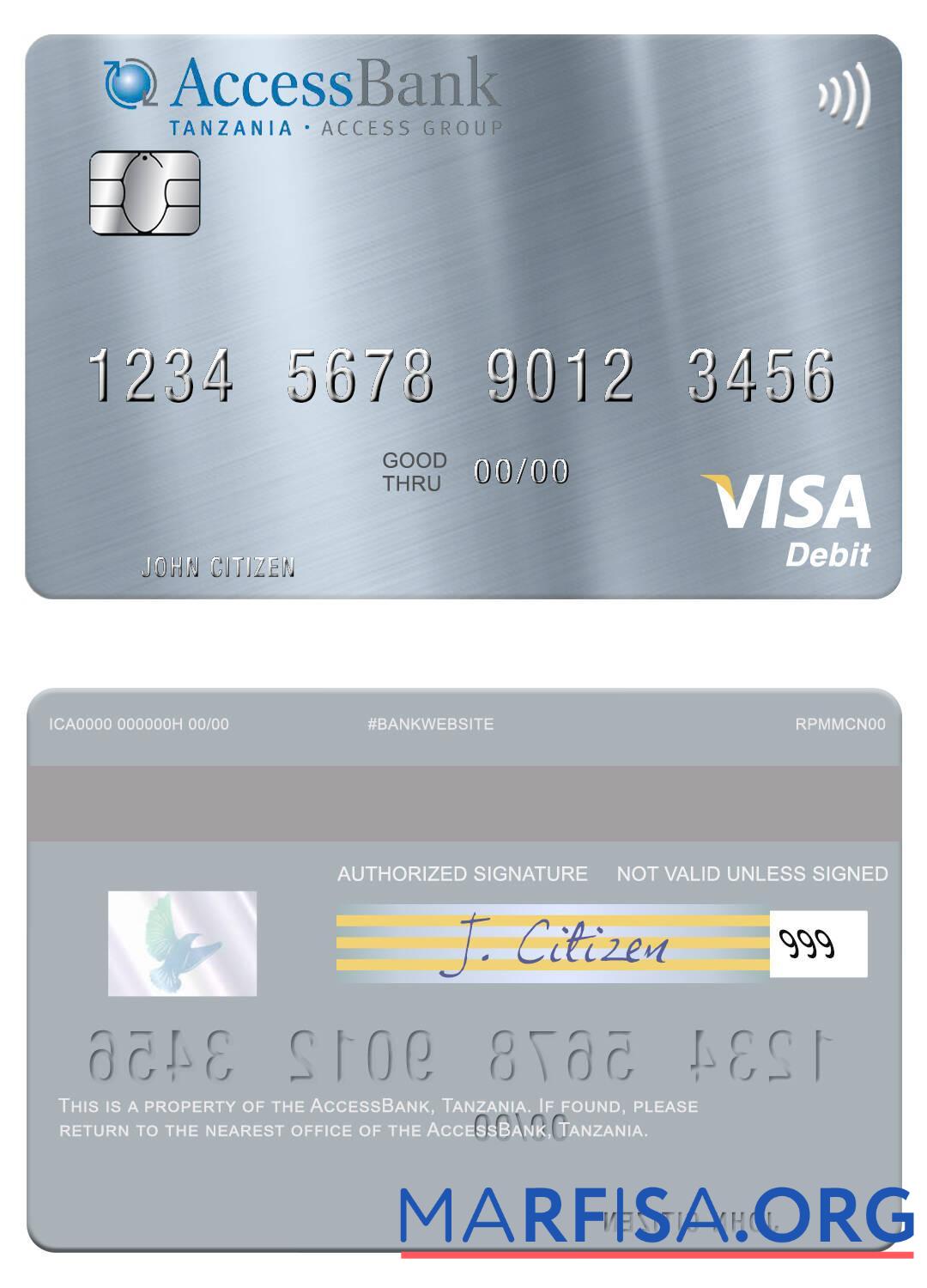 Танзания AccessBank Виза Дебет Карта дизайн