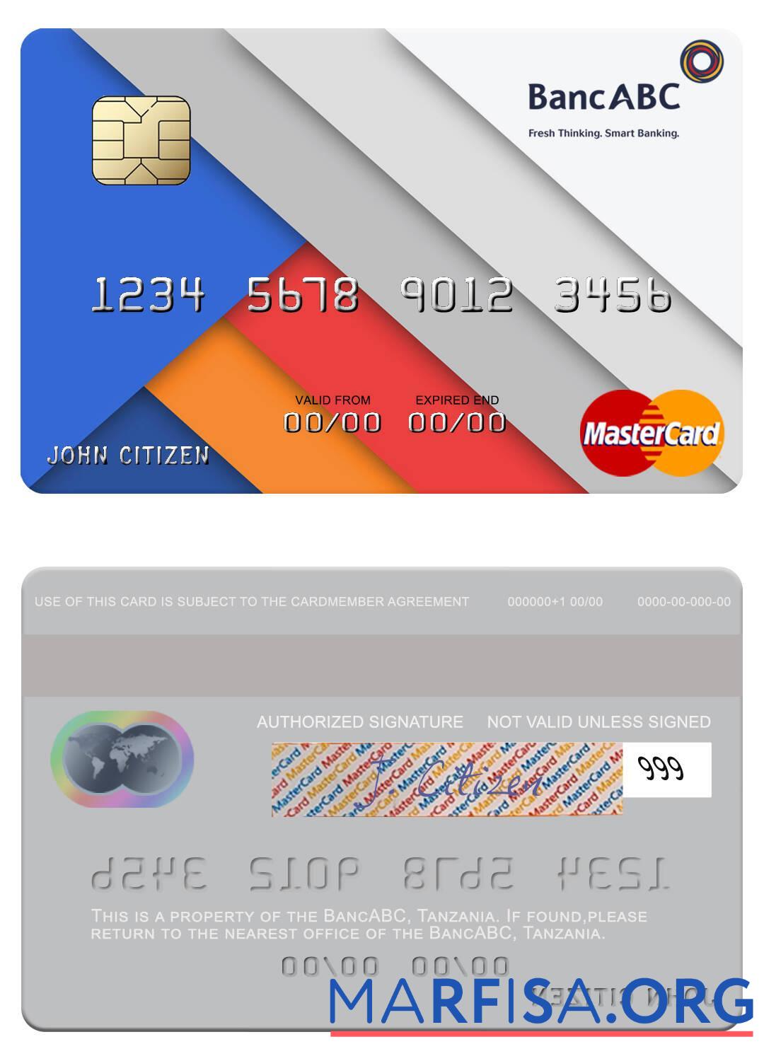 Танзания BancABC mastercard дизайн