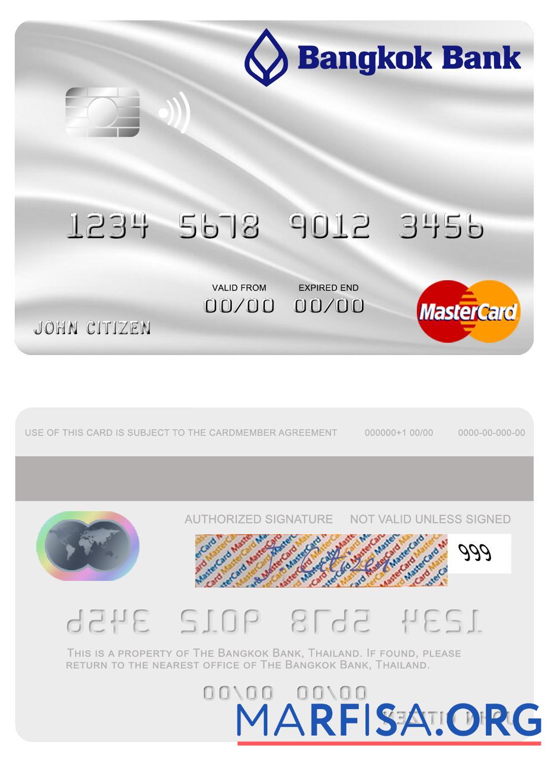 Таиланд Bangkok Банковский mastercard серый предпросмотр