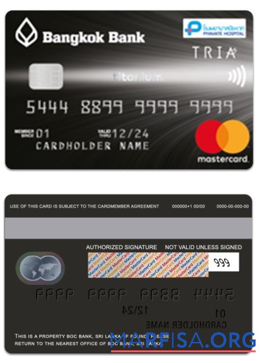Таиланд Bangkok Банковский titanium mastercard шаблон