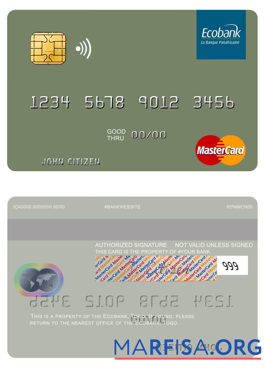 Того Ecobank mastercard образец
