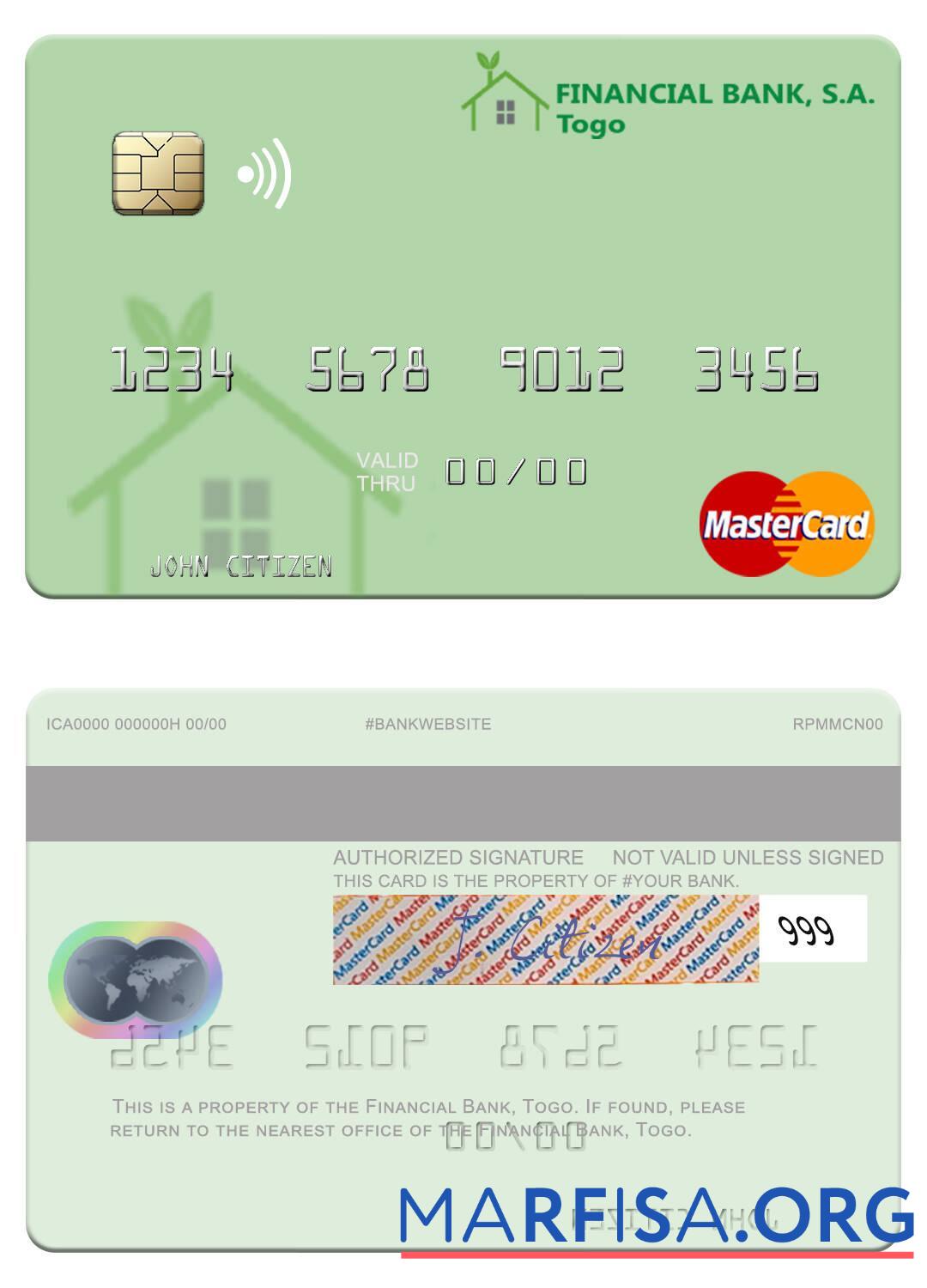 Того Financial Банковский mastercard образец